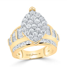  10k Yellow Gold Round Diamond Cluster Bridal Wedding Engagement Ring 3 Cttw