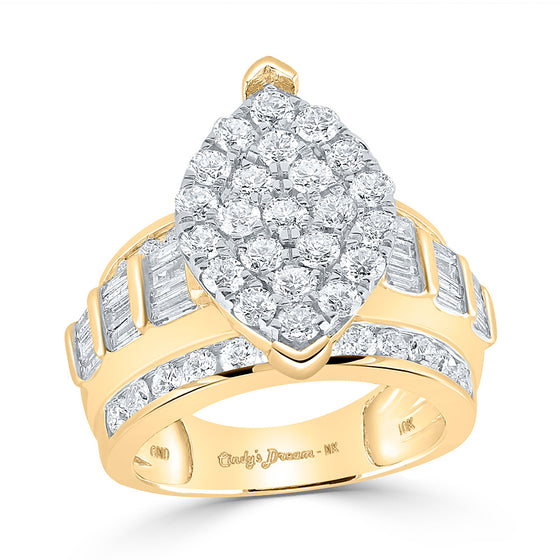 10k Yellow Gold Round Diamond Cluster Bridal Wedding Engagement Ring 3 Cttw