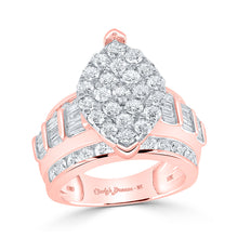  10k Rose Gold Round Diamond Cluster Bridal Wedding Engagement Ring 3 Cttw
