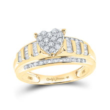  10k Yellow Gold Round Diamond Heart Bridal Wedding Engagement Ring 1/2 Cttw