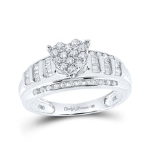  10k White Gold Round Diamond Heart Bridal Wedding Engagement Ring 1/2 Cttw
