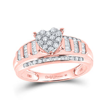  10k Rose Gold Round Diamond Heart Bridal Wedding Engagement Ring 1/2 Cttw