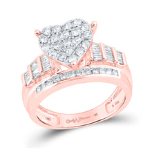  10k Rose Gold Round Diamond Heart Bridal Wedding Engagement Ring 1 Cttw