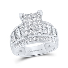  10k White Gold Princess Diamond Square Bridal Wedding Engagement Ring 2 Cttw