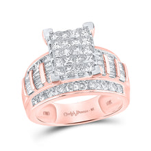  10k Rose Gold Princess Diamond Cluster Bridal Wedding Engagement Ring 2 Cttw
