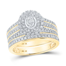  14k Yellow Gold Oval Diamond Bridal Wedding Ring Band Set 1 Cttw