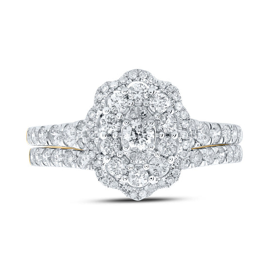 10k Yellow Gold Round Diamond Bridal Wedding Ring Band Set 1 Cttw