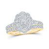 10k Yellow Gold Round Diamond Bridal Wedding Ring Band Set 1 Cttw