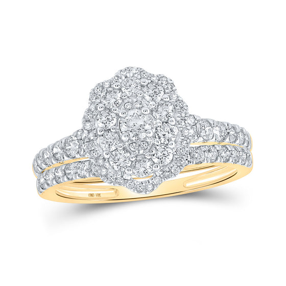 10k Yellow Gold Round Diamond Bridal Wedding Ring Band Set 1 Cttw