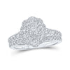 10k White Gold Round Diamond Bridal Wedding Ring Band Set 1 Cttw