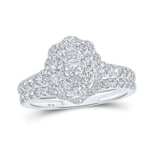  10k White Gold Round Diamond Bridal Wedding Ring Band Set 1 Cttw