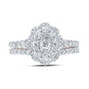 10k Rose Gold Round Diamond Halo Bridal Wedding Ring Band Set 1 Cttw