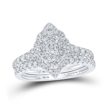  10k White Gold Round Diamond Bridal Wedding Ring Band Set 1 Cttw