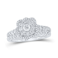  10k White Gold Round Diamond Bridal Wedding Ring Band Set 1 Cttw
