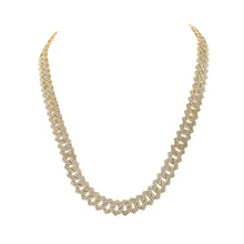  10k Yellow Gold Mens Round Diamond 22-inch Cuban Link Chain Necklace 29-1/5 Cttw