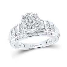  Sterling Silver Round Diamond Cluster Bridal Wedding Engagement Ring 1/2 Cttw