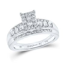  Sterling Silver Round Diamond Cluster Bridal Wedding Engagement Ring 1/2 Cttw