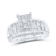  Sterling Silver Round Diamond Cluster Bridal Wedding Engagement Ring 7/8 Cttw