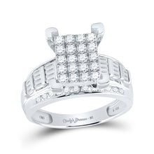  Sterling Silver Round Diamond Cluster Bridal Wedding Engagement Ring 7/8 Cttw