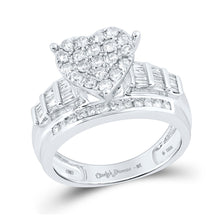  Sterling Silver Round Diamond Heart Bridal Wedding Engagement Ring 1 Cttw