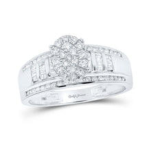  Sterling Silver Round Diamond Oval Bridal Wedding Engagement Ring 1/2 Cttw