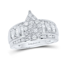  Sterling Silver Round Diamond Teardrop Bridal Wedding Engagement Ring 1 Cttw
