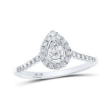  10k White Gold Womens Round Diamond Halo Ring 1/3 Cttw