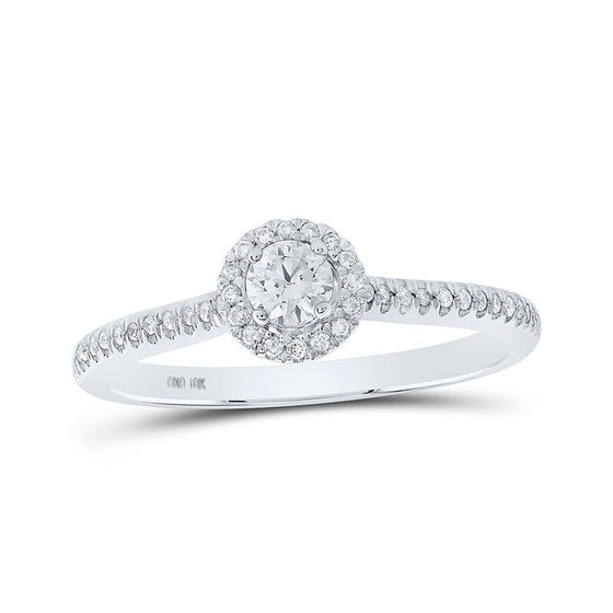 10k White Gold Round Diamond Halo Bridal Wedding Engagement Ring 1/3 Cttw