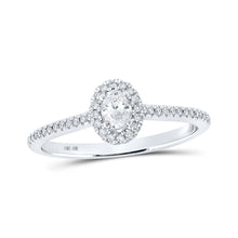  10k White Gold Oval Diamond Halo Bridal Wedding Engagement Ring 1/3 Cttw