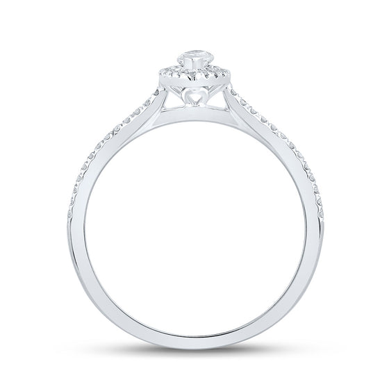 10k White Gold Marquise Diamond Halo Bridal Wedding Engagement Ring 1/3 Cttw