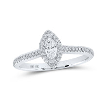  10k White Gold Marquise Diamond Halo Bridal Wedding Engagement Ring 1/3 Cttw