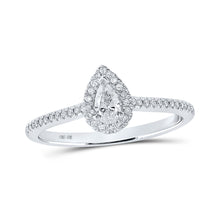  10k White Gold Pear Diamond Halo Bridal Wedding Engagement Ring 1/3 Cttw