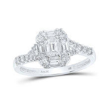  14k White Gold Emerald Diamond Halo Bridal Wedding Engagement Ring 3/4 Cttw