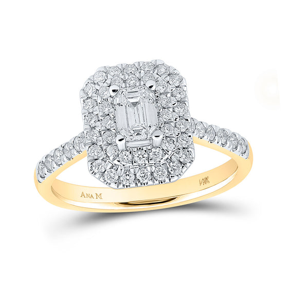 14k Yellow Gold Emerald Diamond Halo Bridal Wedding Engagement Ring 1 Cttw