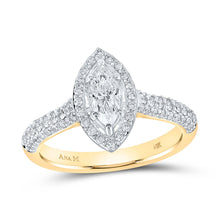  14k Yellow Gold Marquise Diamond Halo Bridal Wedding Engagement Ring 7/8 Cttw