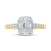 14k Yellow Gold Emerald Diamond Halo Bridal Wedding Engagement Ring 3/4 Cttw