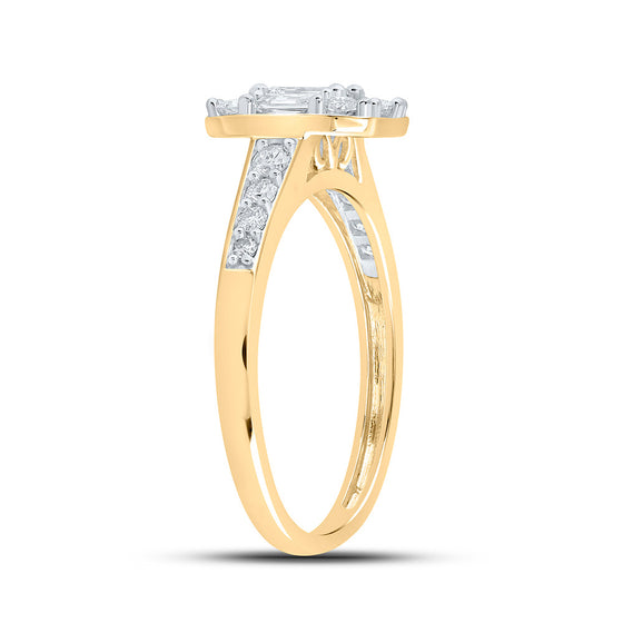 14k Yellow Gold Emerald Diamond Halo Bridal Wedding Engagement Ring 3/4 Cttw
