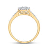 14k Yellow Gold Emerald Diamond Halo Bridal Wedding Engagement Ring 3/4 Cttw