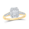 14k Yellow Gold Emerald Diamond Halo Bridal Wedding Engagement Ring 3/4 Cttw