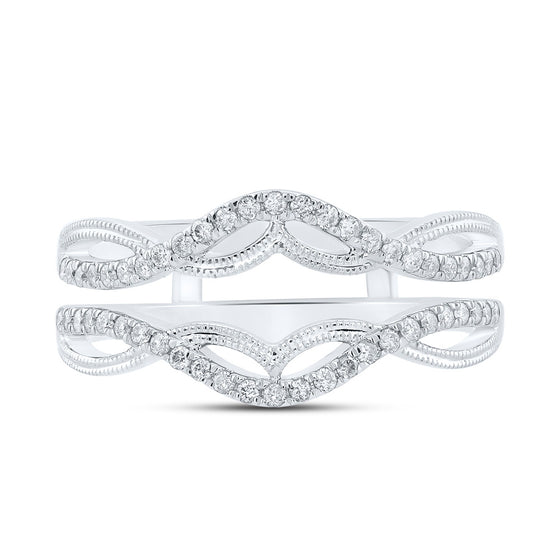 14k White Gold Womens Round Diamond Wrap Enhancer Wedding Band 1/4 Cttw