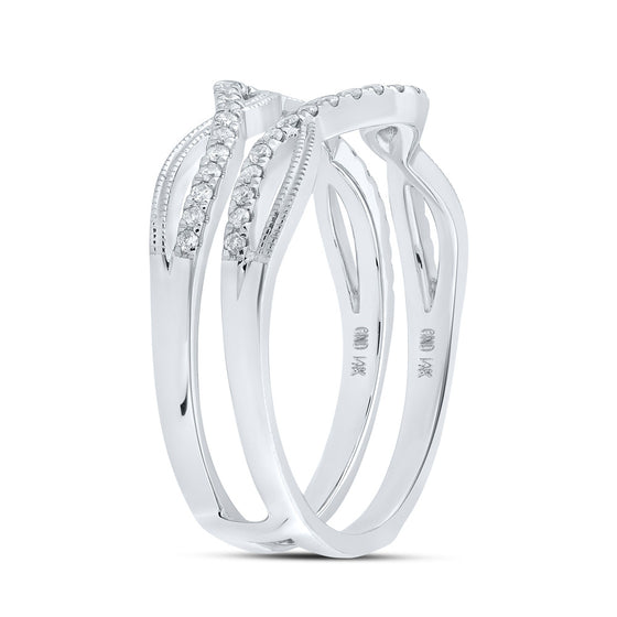 14k White Gold Womens Round Diamond Wrap Enhancer Wedding Band 1/4 Cttw