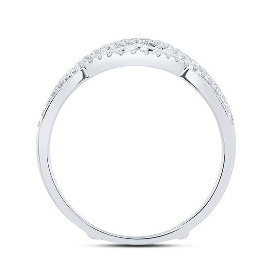 14k White Gold Womens Round Diamond Wrap Enhancer Wedding Band 1/4 Cttw