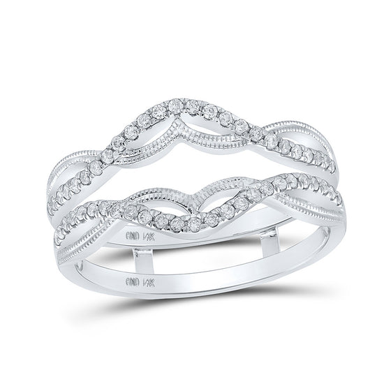 14k White Gold Womens Round Diamond Wrap Enhancer Wedding Band 1/4 Cttw