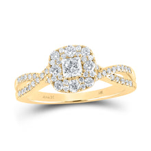  14k Yellow Gold Princess Diamond Halo Bridal Wedding Engagement Ring 3/4 Cttw