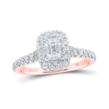  14k Rose Gold Emerald Diamond Halo Bridal Wedding Engagement Ring 1 Cttw
