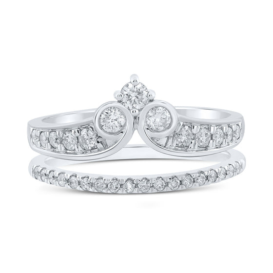 14k White Gold Womens Round Diamond Wrap Enhancer Wedding Band 1/2 Cttw