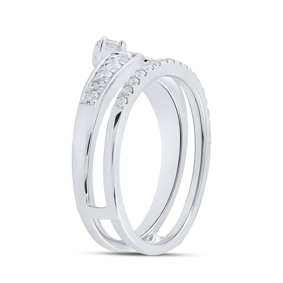 14k White Gold Womens Round Diamond Wrap Enhancer Wedding Band 1/2 Cttw