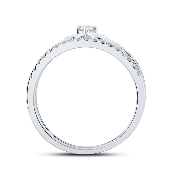 14k White Gold Womens Round Diamond Wrap Enhancer Wedding Band 1/2 Cttw