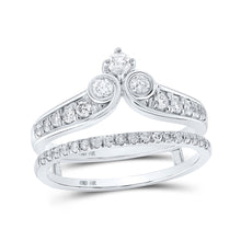  14k White Gold Womens Round Diamond Wrap Enhancer Wedding Band 1/2 Cttw