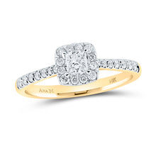  14k Yellow Gold Princess Diamond Halo Bridal Wedding Engagement Ring 1/2 Cttw